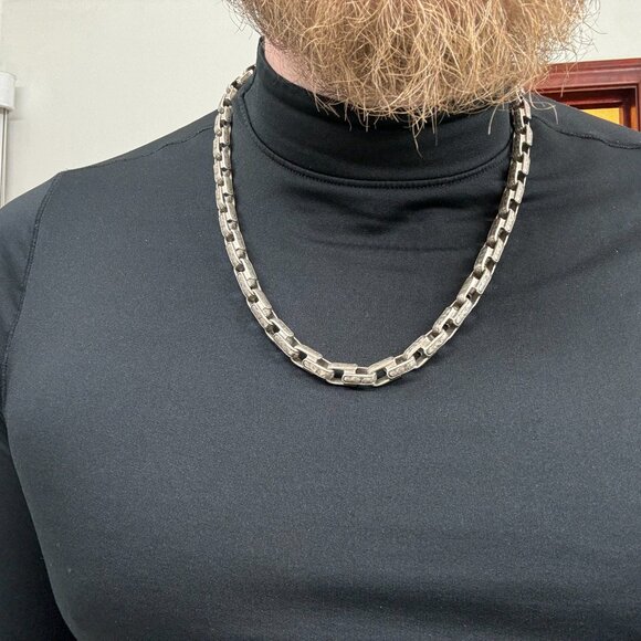 JOHN VARVATOS "Distressed" Chain Necklace in Sterling MSRP $1598 - Picture 7 of 7